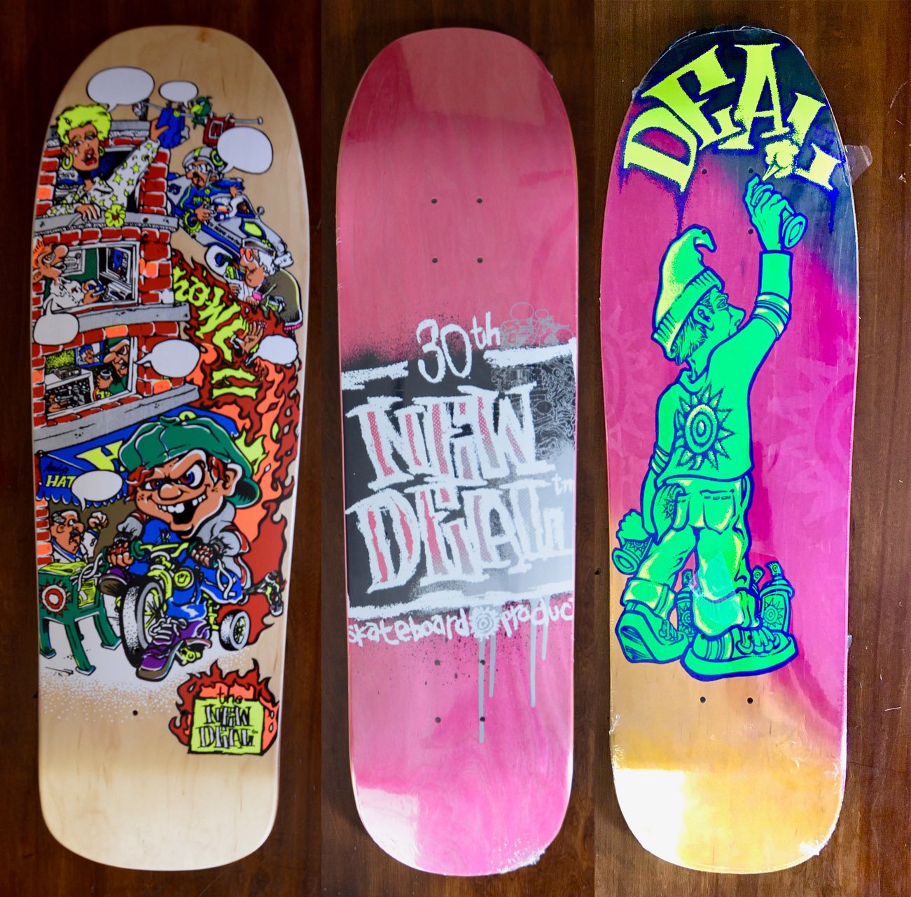 NEW DEAL SKATEBOARDS 3 PAK - TRICYCLE KID, TAGGER and 25TH
